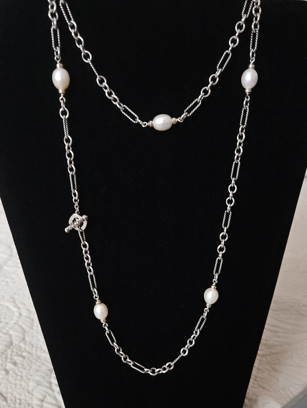David Yurman Pearl  Lexington Chain With  18k Gold 36 In